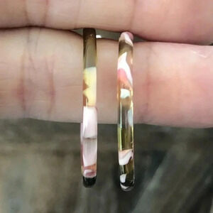 Pink Yellow Green Swirl Tortie Circle Hoop Acrylic Resin Earrings NWT